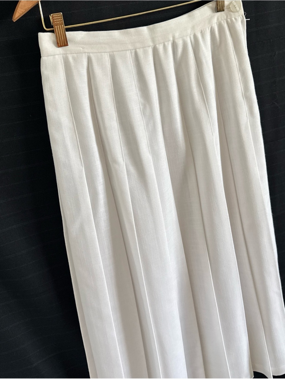 Vintage Suburbans White Pleated Midi Skirt 10 Cottagecore Modest Old Money - Picture 3 of 13